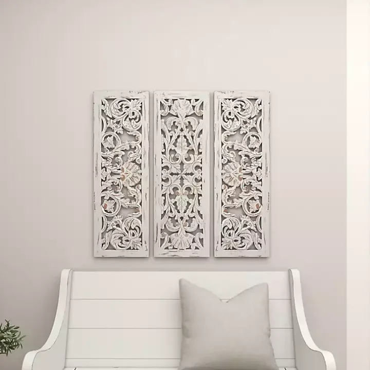 Weathered Gray Wood Panel Wall Plaques, Set of 3