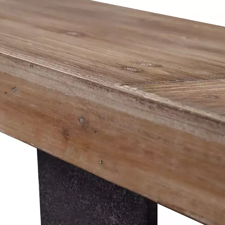Weathered Oak and Metal Console Table