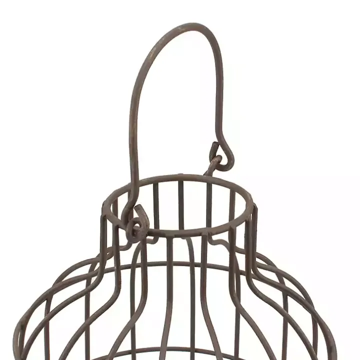 Weathered Wood and Metal Lanterns, Set of 2
