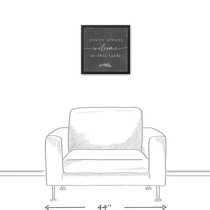 Welcome at This Table Black Framed Canvas Print