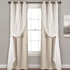 Wheat Curtain Panel Set with Overlay, 120 in.