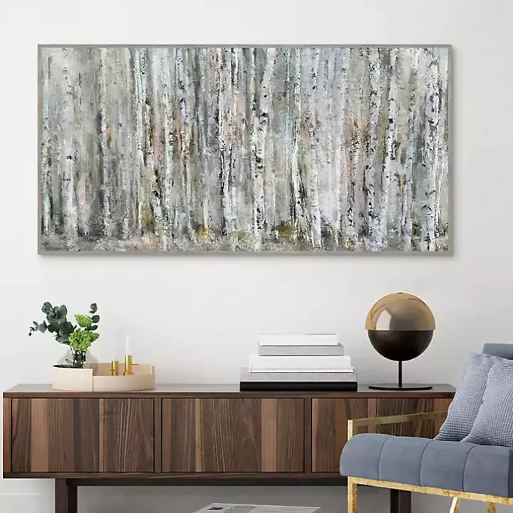 Whispering Birch Framed Canvas Art Print