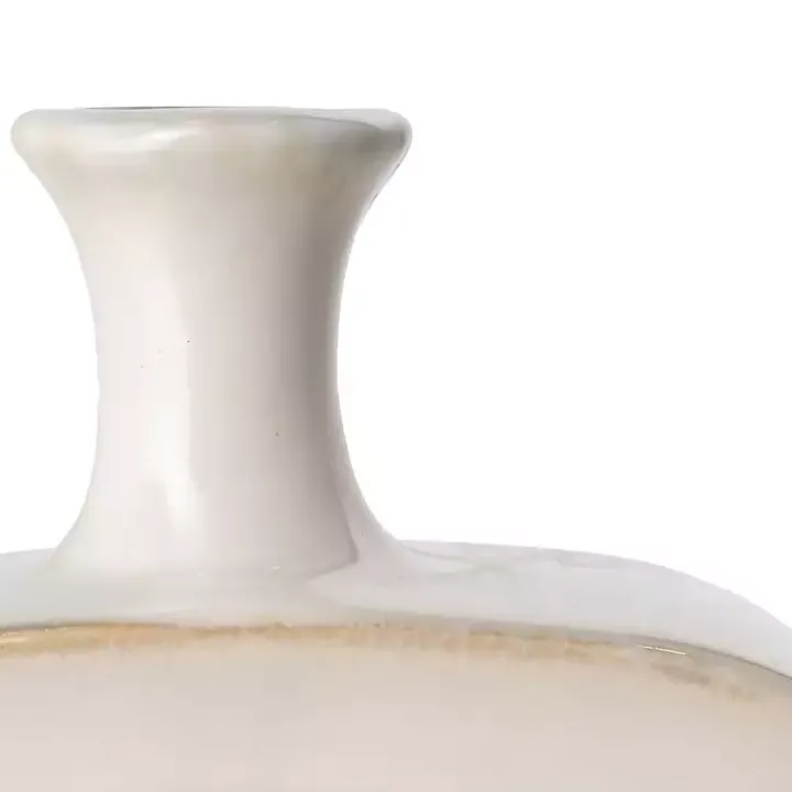 White & Turquoise Ceramic Cut-Out Vase, 18 in.