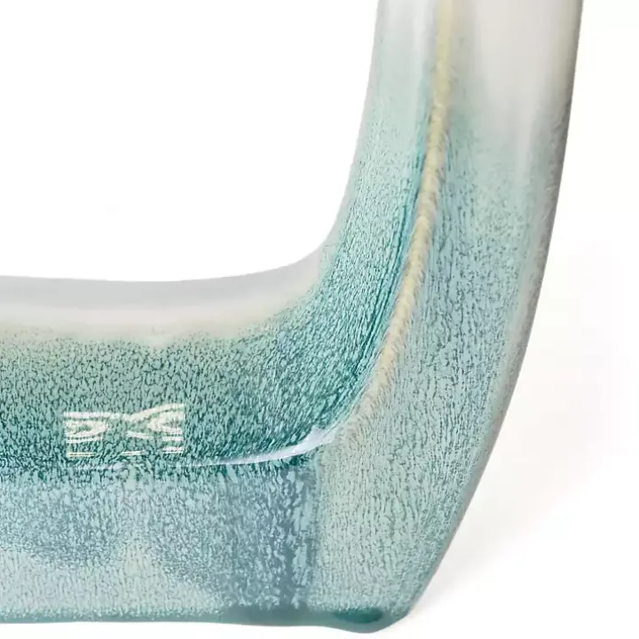 White & Turquoise Ceramic Cut-Out Vase, 14 in.