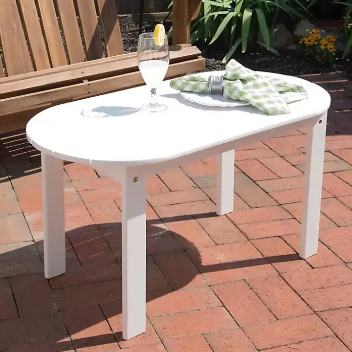 White Acacia Wood Oval Adirondack Coffee Table