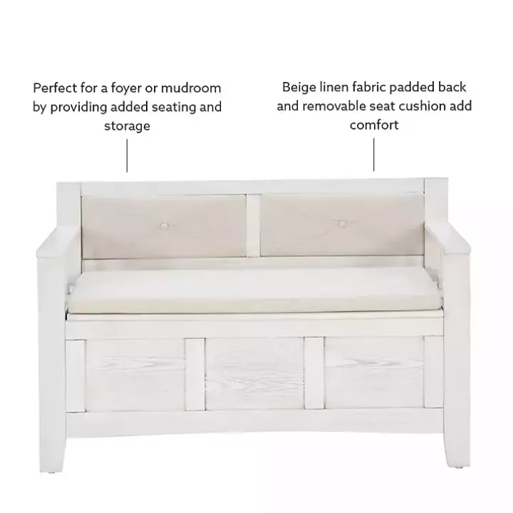 White and Beige Carlton Storage Bench
