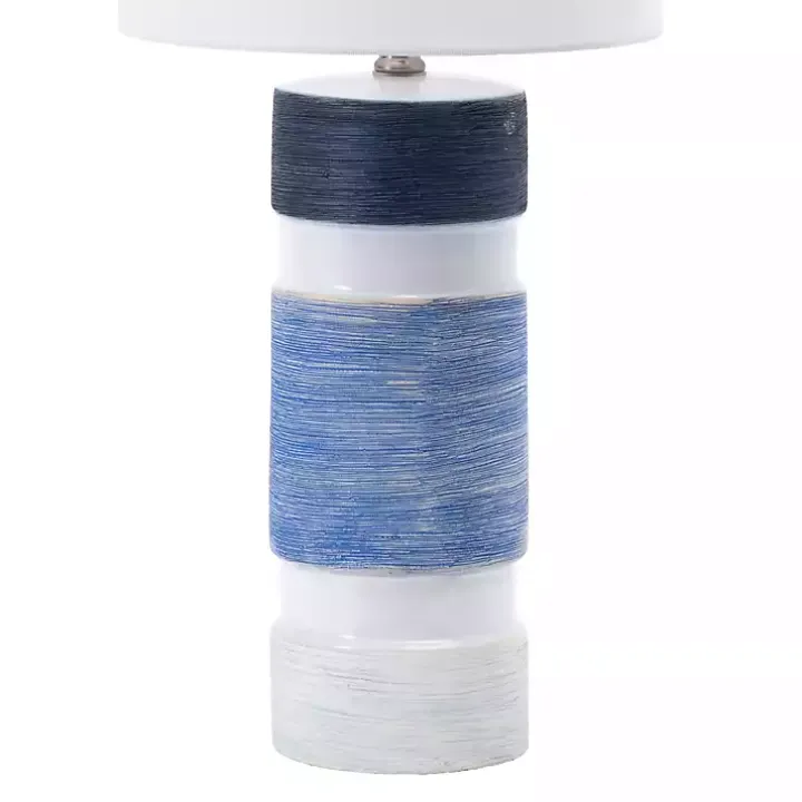 White and Blue Large Stripe Table Lamp