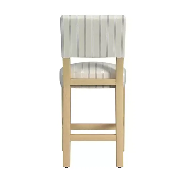 White and Blue Striped Natural Counter Stool