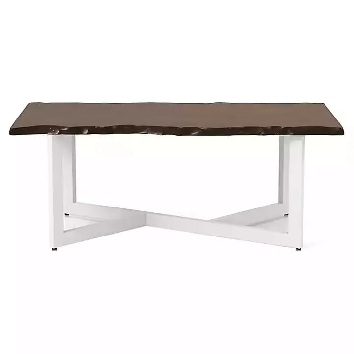 White and Dark Oak Wood Live Edge Coffee Table