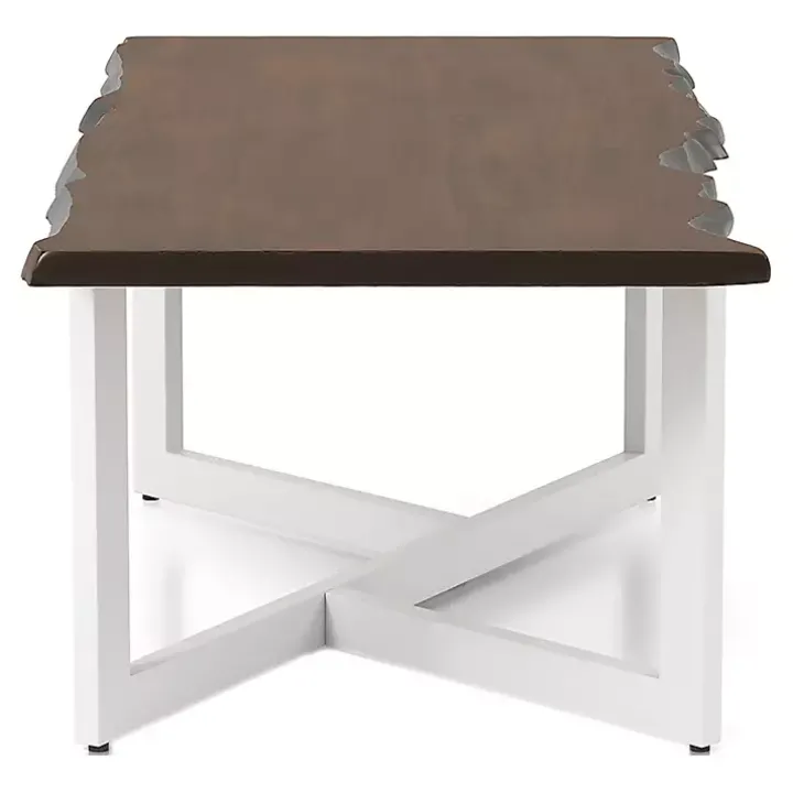 White and Dark Oak Wood Live Edge Coffee Table