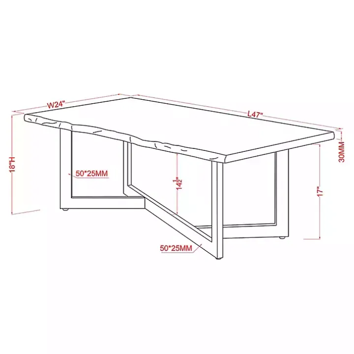 White and Dark Oak Wood Live Edge Coffee Table