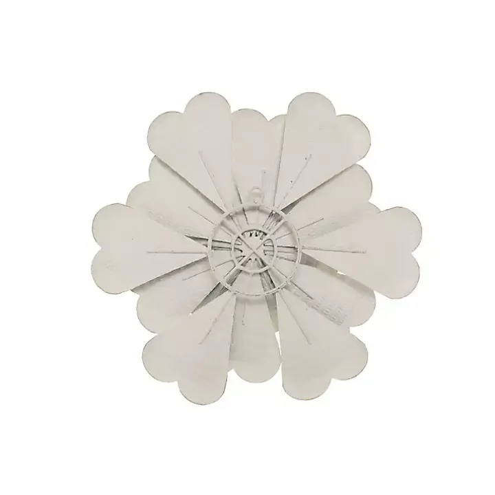 White and Gold Metal Flower Large Wall Plaque