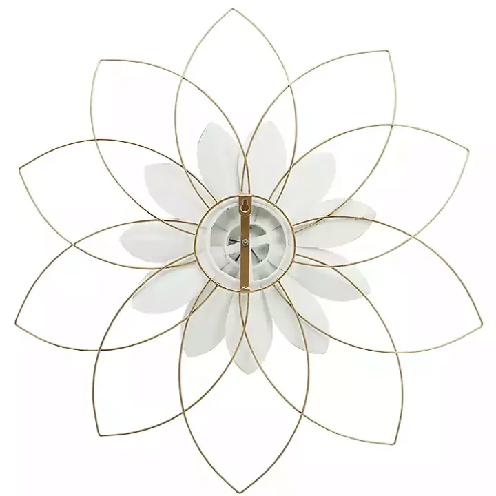 White and Gold Metal Flower Wall Plaque