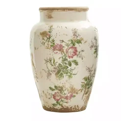 White and Pink Floral Ceramic Vase