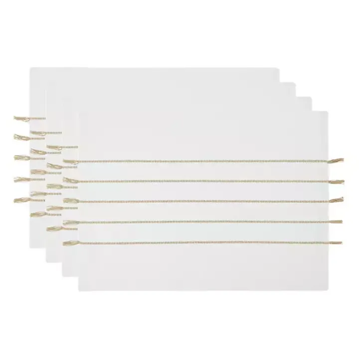 White and Stone Striped Placemats, Set of 4