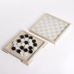 White and Tan Checkers Game Set
