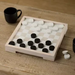 White and Tan Checkers Game Set