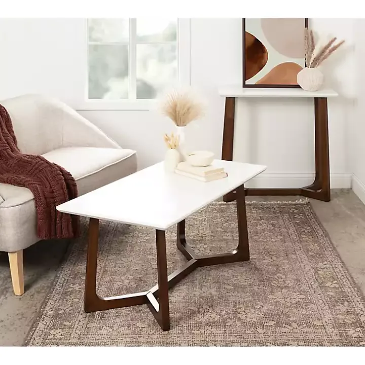 White and Walnut Olivia Console Table