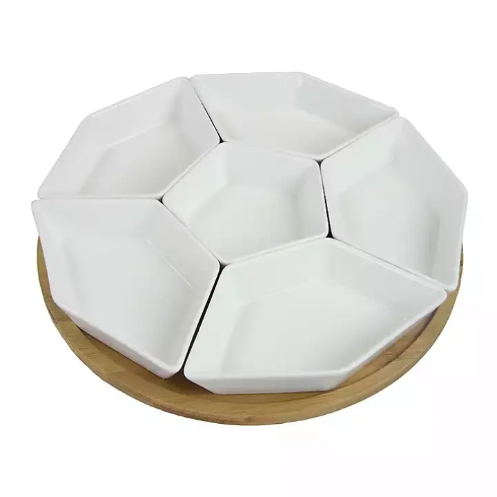 White Bamboo 7-pc. Lazy Susan Serving Tray
