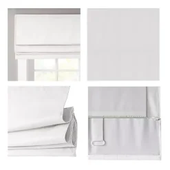 White Basketweave Cordless Roman Shade, 27 in.