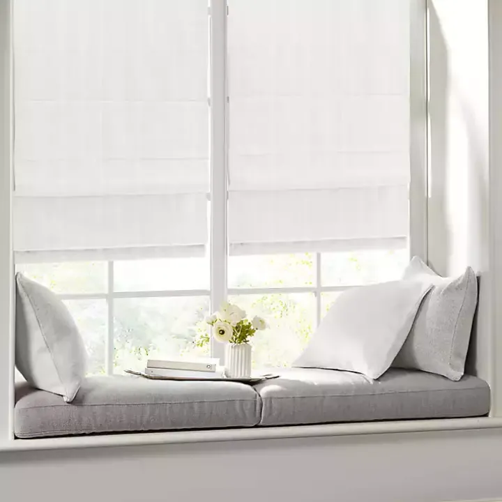 White Basketweave Cordless Roman Shade, 33 in.