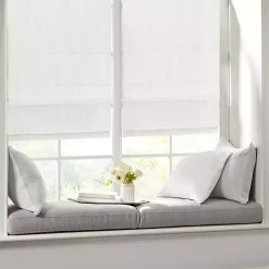 White Basketweave Cordless Roman Shade, 35 in.