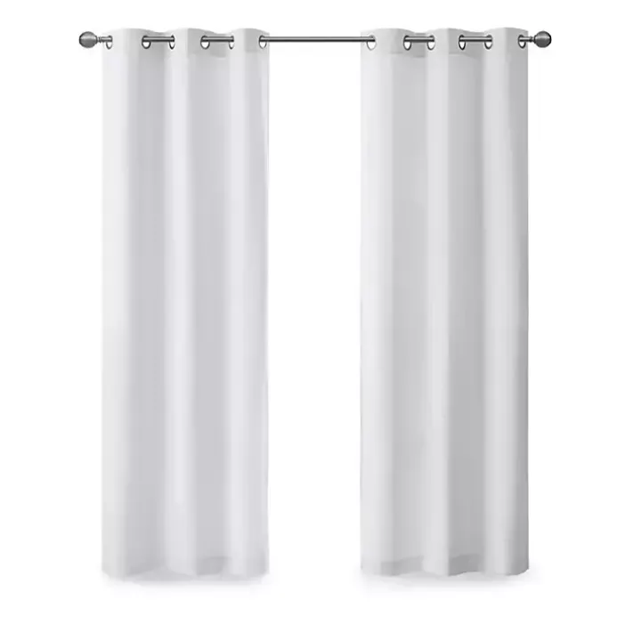 White Basketweave Curtain Panel Set, 84 in