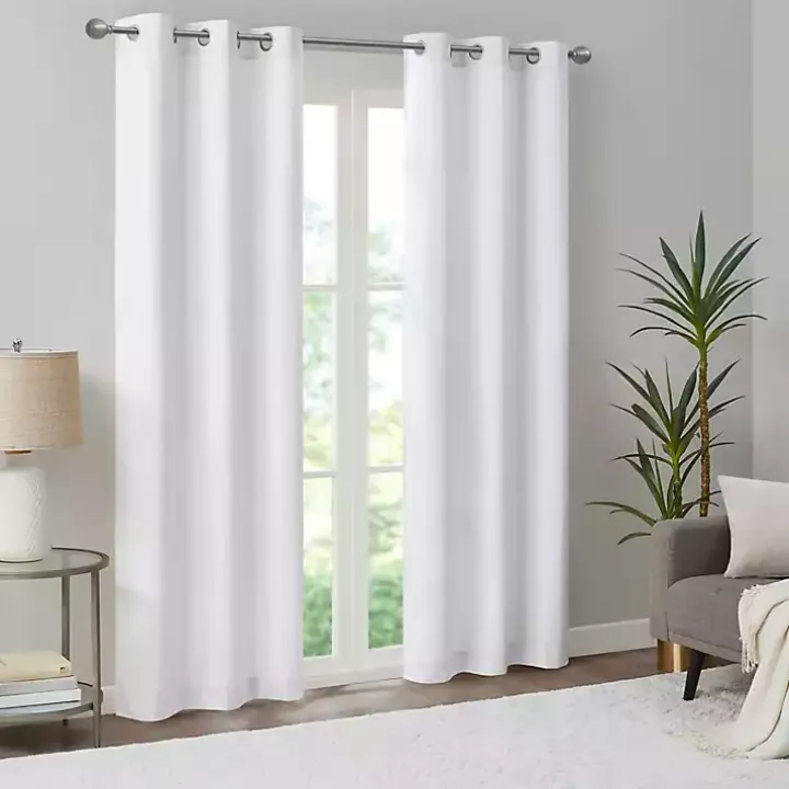 White Basketweave Curtain Panel Set, 84 in