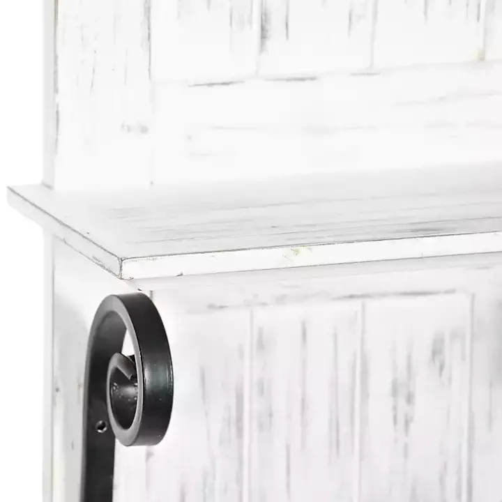White Beadboard Shelves with Towel Bar Rack