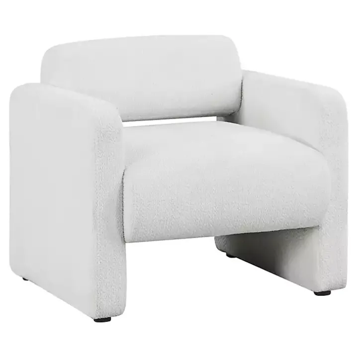 White Boucle Modern Accent Chair
