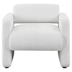 White Boucle Modern Accent Chair