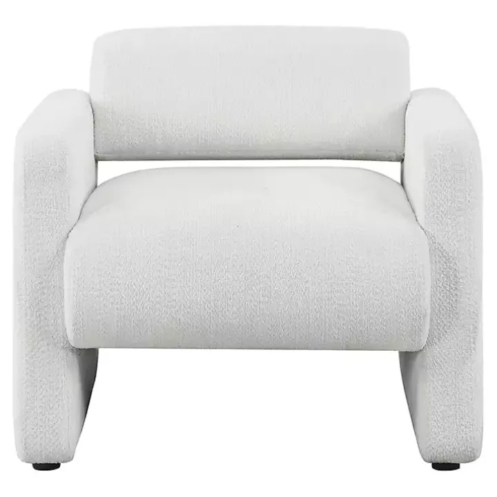 White Boucle Modern Accent Chair