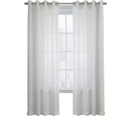 White Boucle Sheer Single Curtain Panel, 108 in.