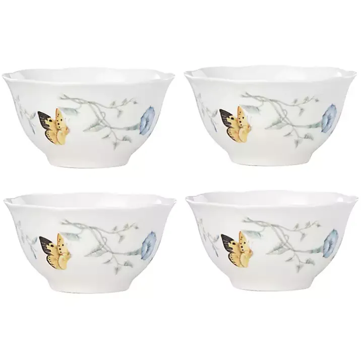 White Butterfly Meadow Rice Bowls, Set of 4