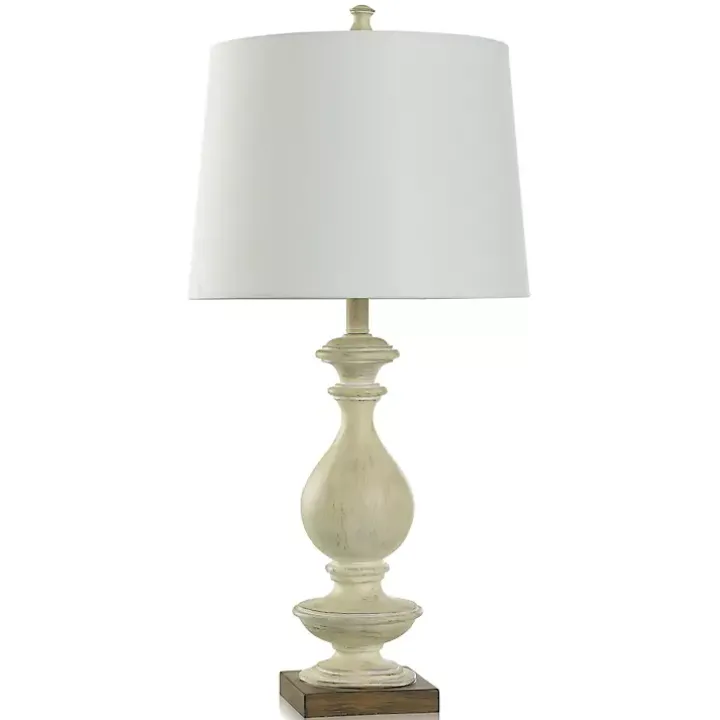 White Carved Traditional Table Lamp