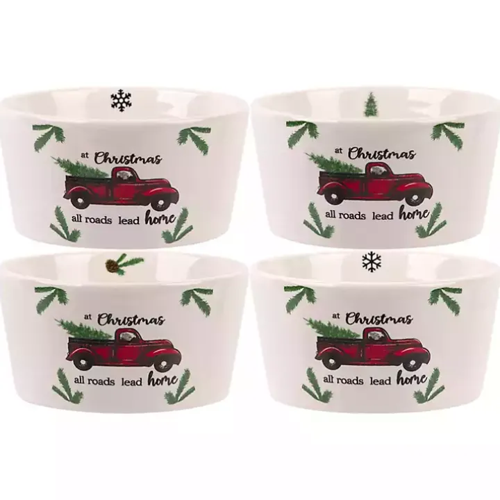 White Ceramic Christmas Ramekins, Set of 4