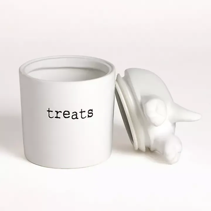 White Ceramic Dog Treat Canister