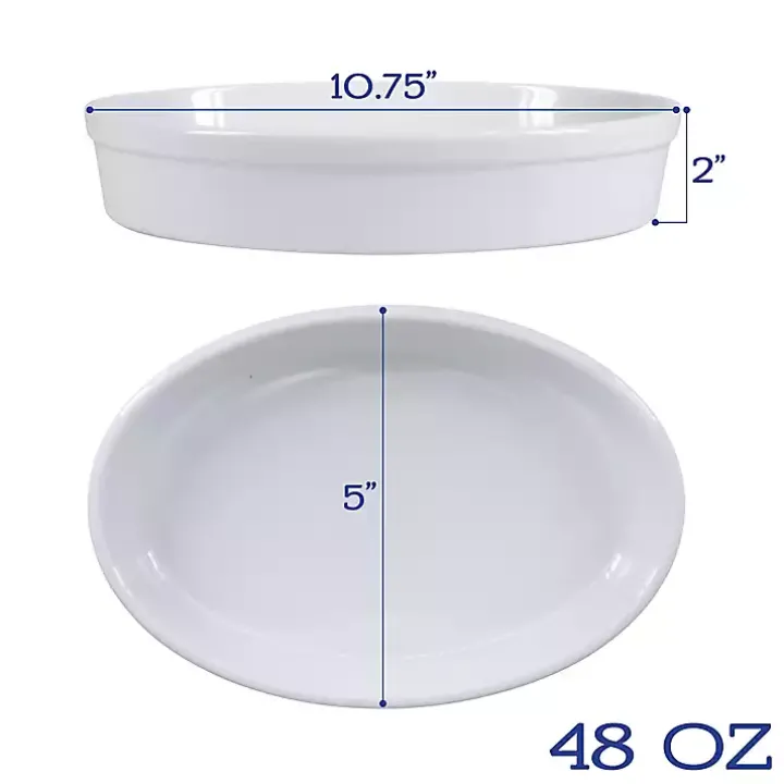 White Ceramic Oval Bakers, Set of 2