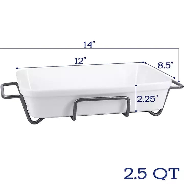 White Ceramic 2-pc. Baker Set with Racks