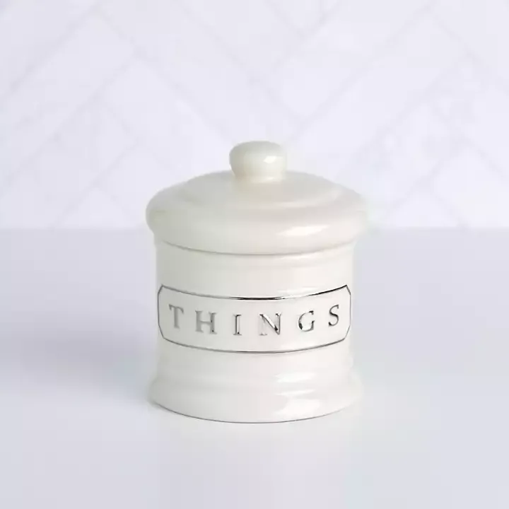 White Ceramic Things Canister