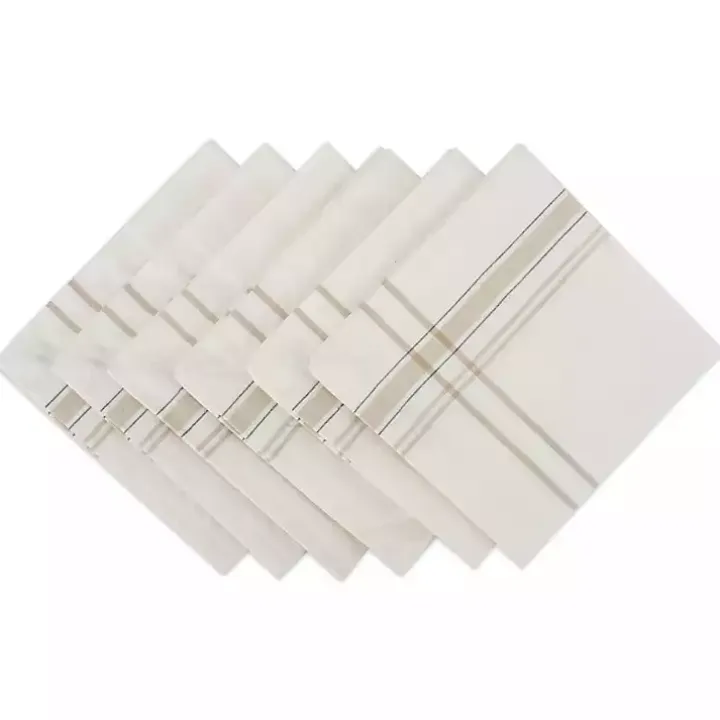White Chambray French Stripe Napkins, Set of 6