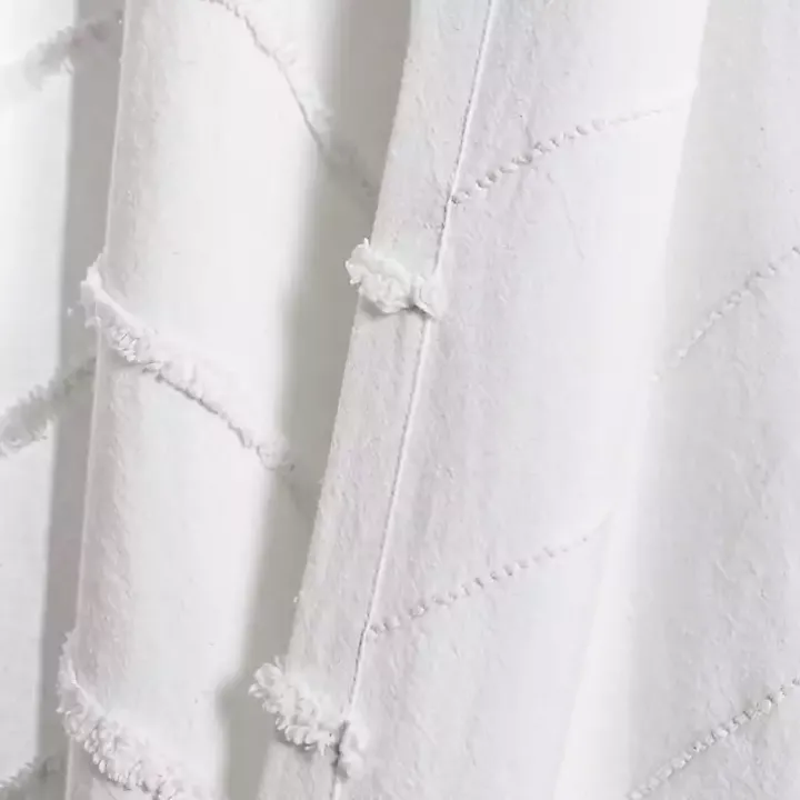 White Chenille Chevron Curtain Panel Set, 84 in.