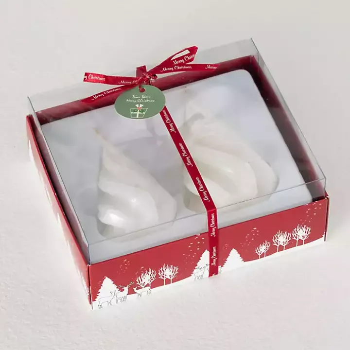 White Christmas Tree Kitira Candles, Set of 2