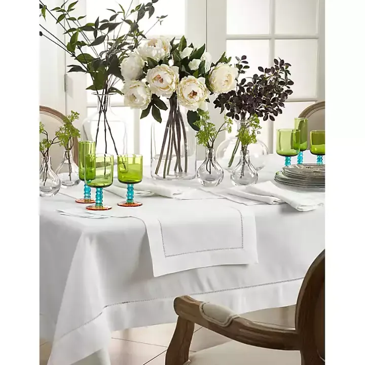 White Classic Hemstitch Border Polyester Runner
