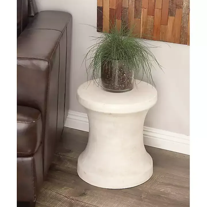 White Clay Hourglass Accent Table