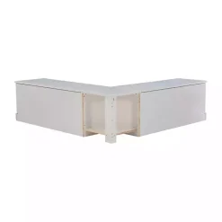 White Corner Bench with Black Cushions