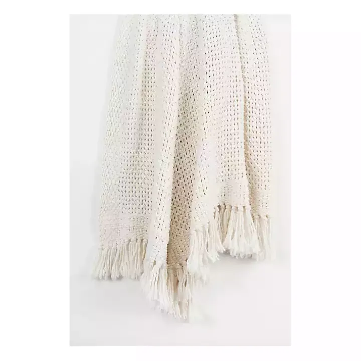 White Cotton Tassel Throw