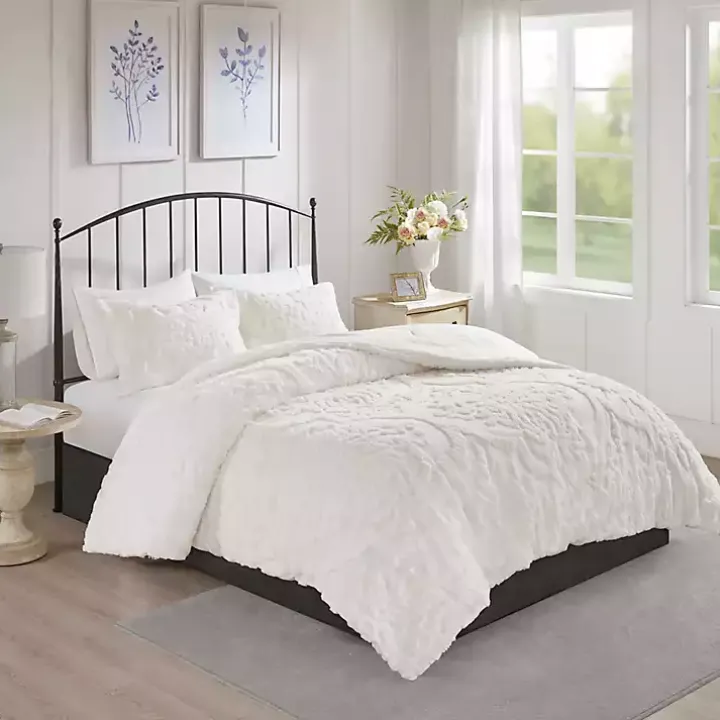 White Damask Full/Queen 3-pc. Comforter Set
