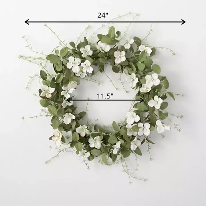 White Dogwood and Greenery Wreath