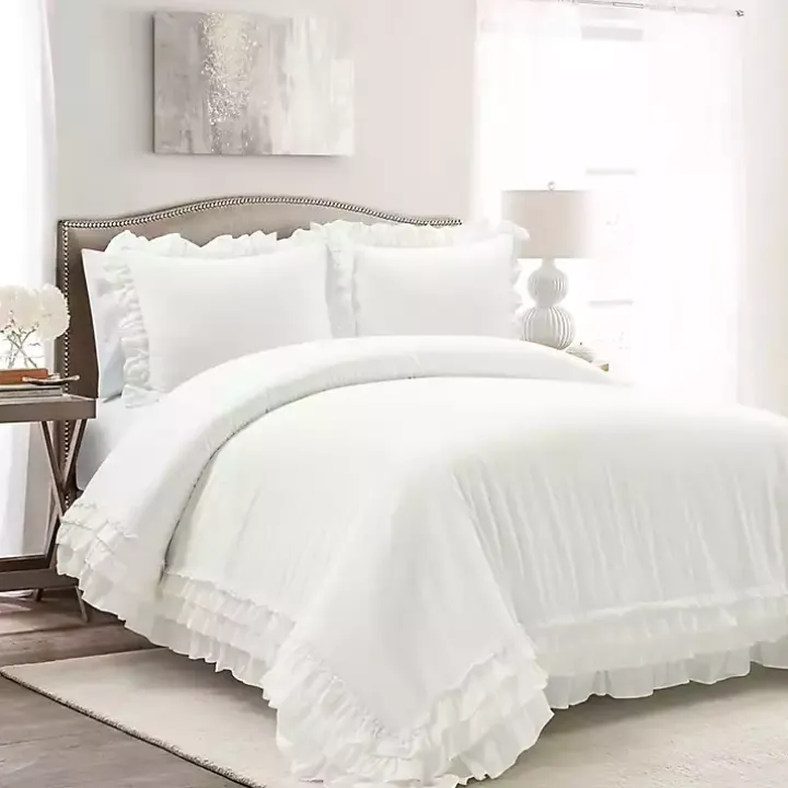 White Ella Ruffle 3-pc. King Duvet Set